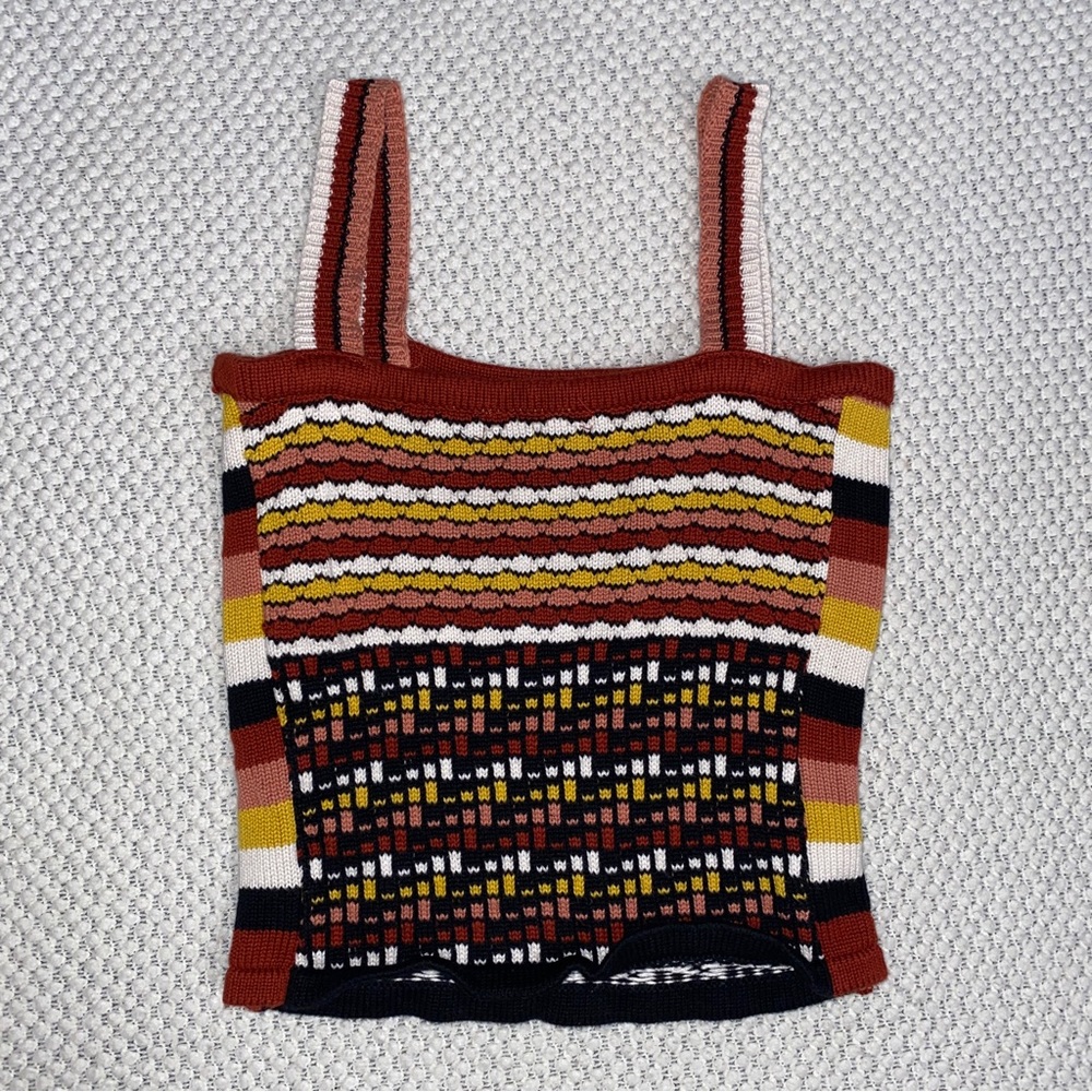 Forever 21 Crop Crotchet Knit Multi Striped Top Size M